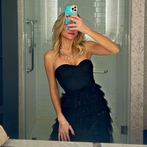 Formal Black Tie Black Dress XS , Tulle, Tiered, Strapless